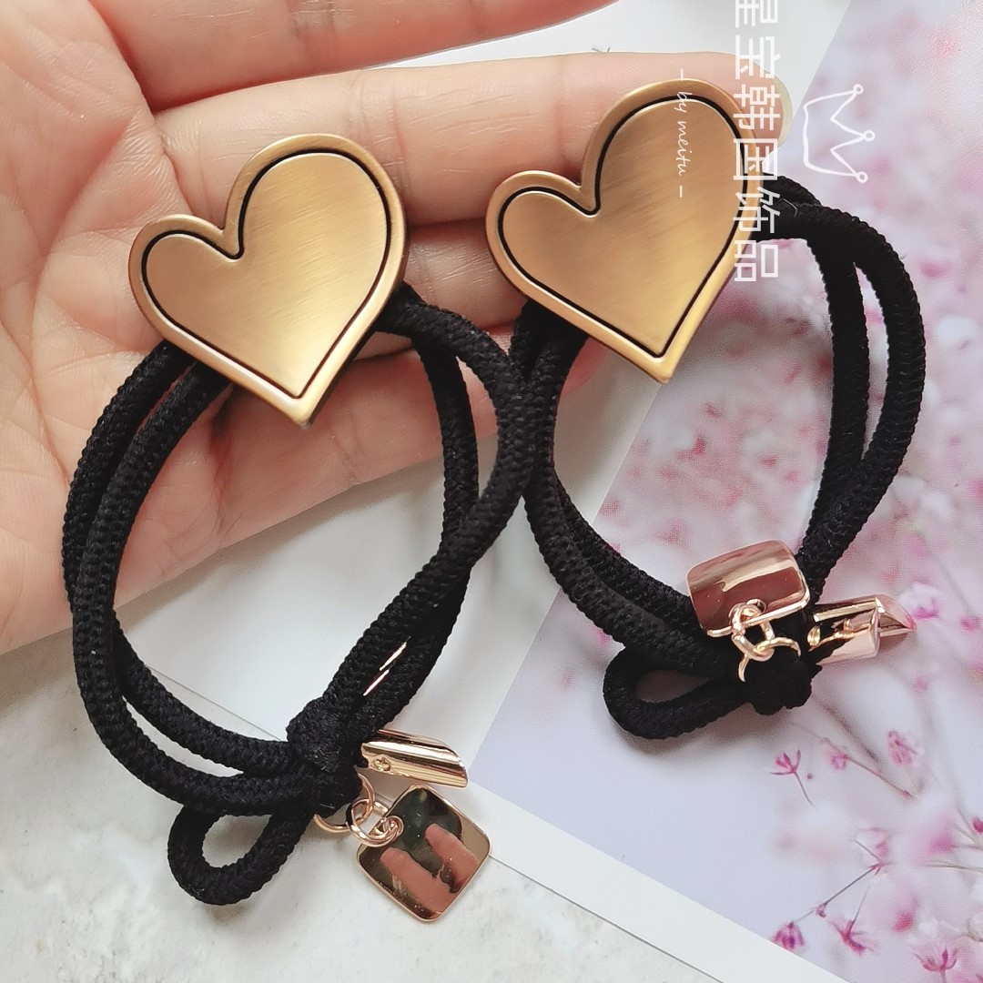 东大门桃心优雅复古风黄铜发绳