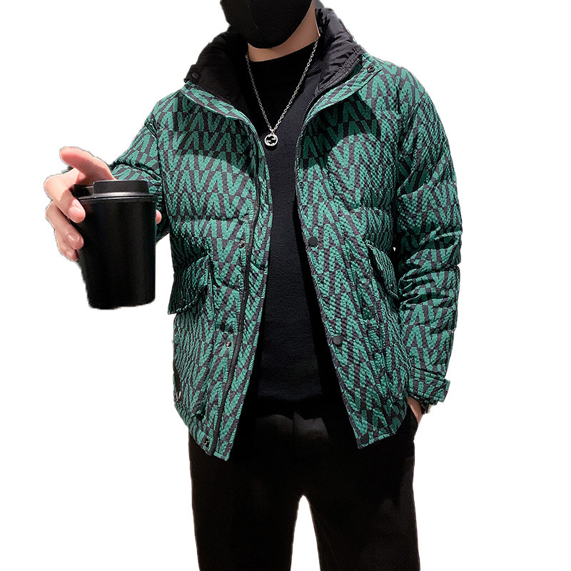 冬季休闲潮牌韩版花色立领加厚羽绒服外套CY5813-P188控258,男装羽绒服,星座308A
