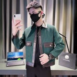 韩版潮牌千鸟格拼接撞色设计夹克工装外套AJK60111-P118控15，男装夹克，星座308A