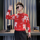 MY813-P68控9826年货大红色本命年卡通马针织衫圆领打底衫毛衣B，男装T恤，星座308A