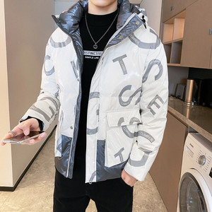 精品冬季亮面连帽字母拼色面包服羽绒服外套 3 Y8025图片