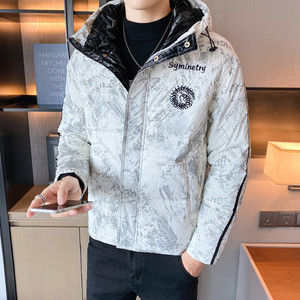 冬季精品潮流亮面印花刺绣图案连帽羽绒服外套 2 Y8021图片