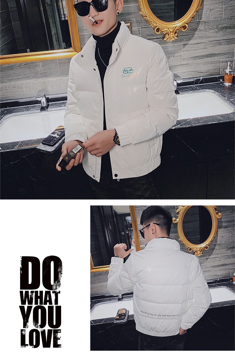 社会小伙保暖羽绒服亮面镭射印花时尚夹克外套4Y8017-P158控208,男装羽绒服,星座308A