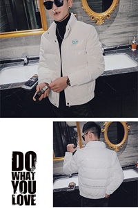 社会小伙保暖羽绒服亮面镭射印花时尚夹克外套4Y8017-P158控208