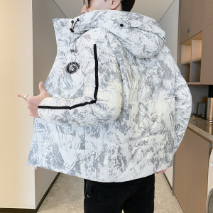 冬季精品潮流亮面印花刺绣图案连帽羽绒服外套 1 Y8021图片