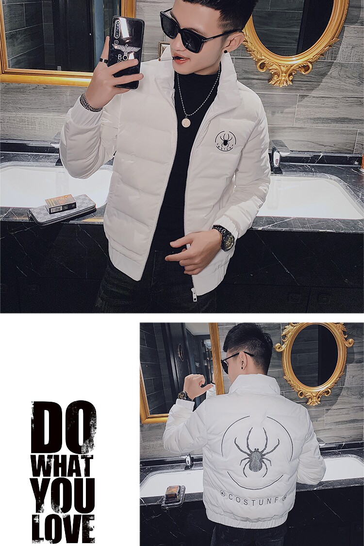 社会小伙亮面压花加厚保暖休闲羽绒服夹克外套Y8013-P158控208,男装羽绒服,星座308A