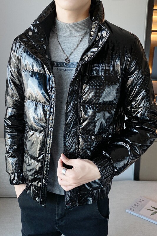 冬装高品质立领亮面字母印花保暖羽绒服外套3Y8023-P185控235,男装羽绒服,星座308A
