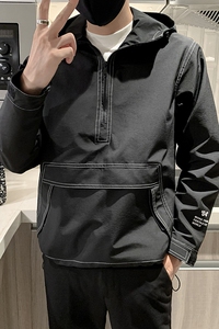 秋季ins韩版痞帅防风纯色套头连帽夹克外套C     JK927-P105控145图片