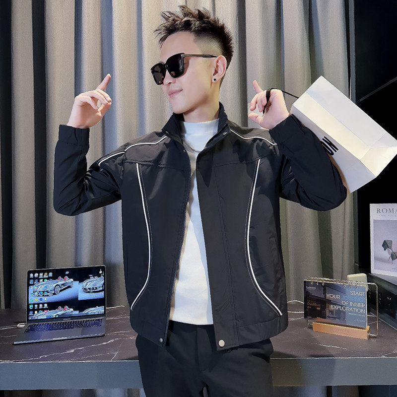 JK351-P85控115韩版痞帅立领纯色休闲机能工装夹克外套D,男装夹克,星座308A