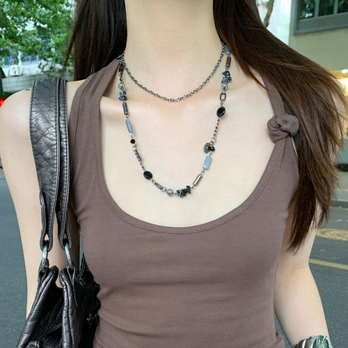 小众串珠设计感长款项链女