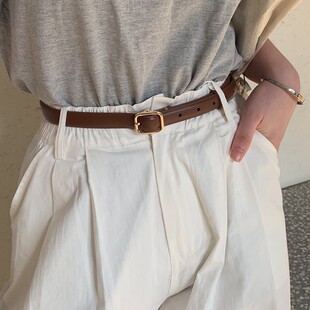 带配饰设计感皮带潮 百搭裙子牛仔裤 韩版 高级感二层牛皮腰带女时尚