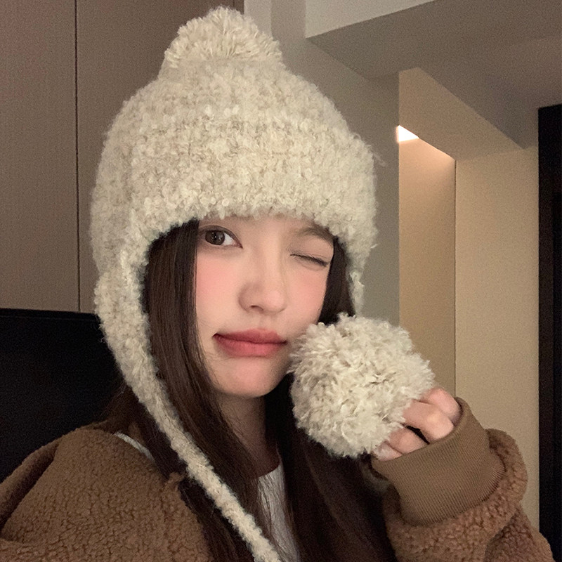 可爱毛球秋冬新款保暖护耳雷锋帽子女系带包头帽显脸小毛线帽百搭,服饰配件/皮带/帽子/围巾,帽子,淘宝优惠券,粉丝福利购,淘宝优惠卷