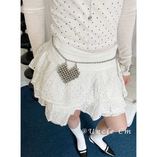高级感银色爱心腰链女