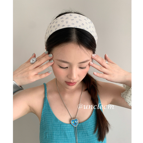 韩系高颅顶碎花宽边发箍女