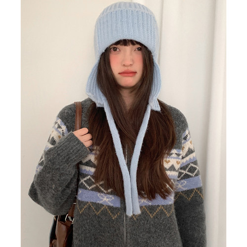 韩系女秋冬季护耳毛线帽保暖防寒