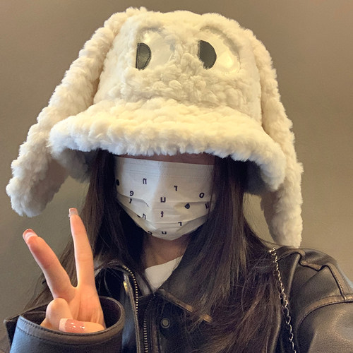 女卡通毛绒渔夫帽子女保暖护耳
