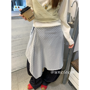 韩系波点屁帘女叠穿高级显瘦一片式 半身裙帘配饰 裙帘配裙子牛仔裤