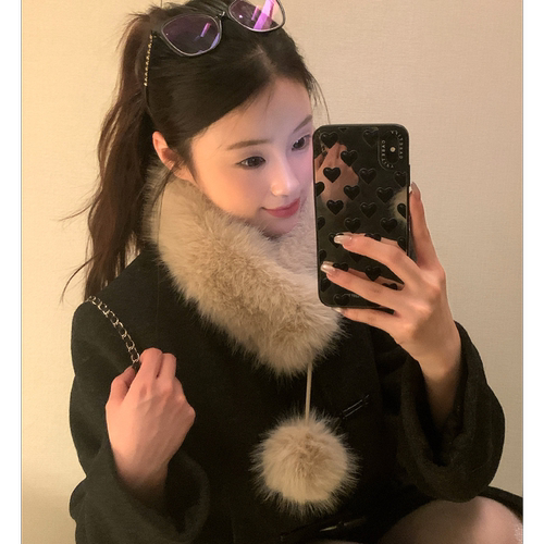 高级感仿狐狸毛围巾女款冬季加厚