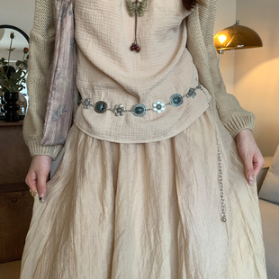 波西米亚民族风花朵腰链女复古配裙子牛仔裤 腰带小众设计感细皮带