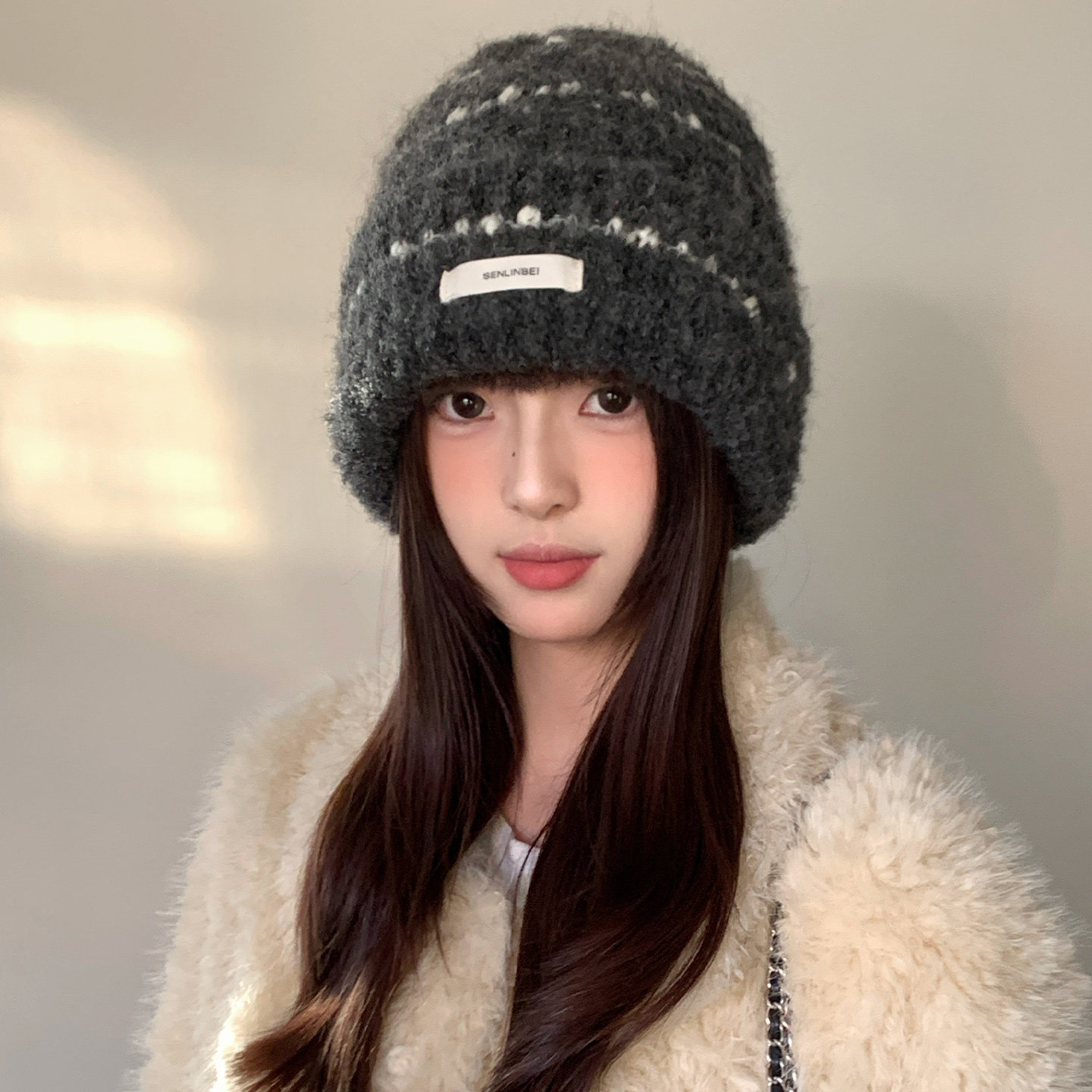 冬季新款条纹加厚毛线帽子女款大头围保暖护耳帽显脸小灰色包头帽,服饰配件/皮带/帽子/围巾,帽子,淘宝优惠券,粉丝福利购,淘宝优惠卷