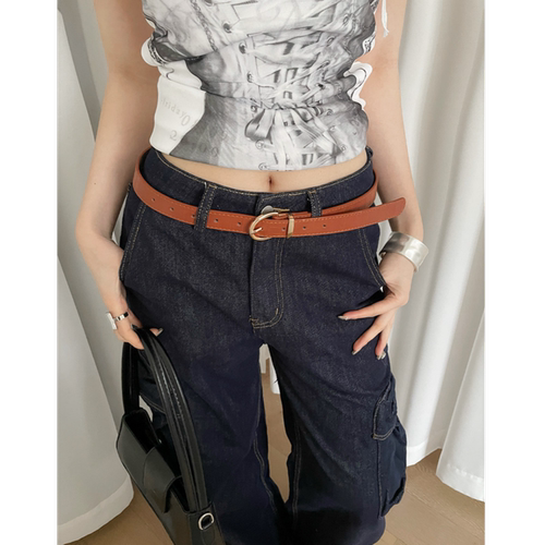 红色腰带女高级感鳄鱼纹装饰