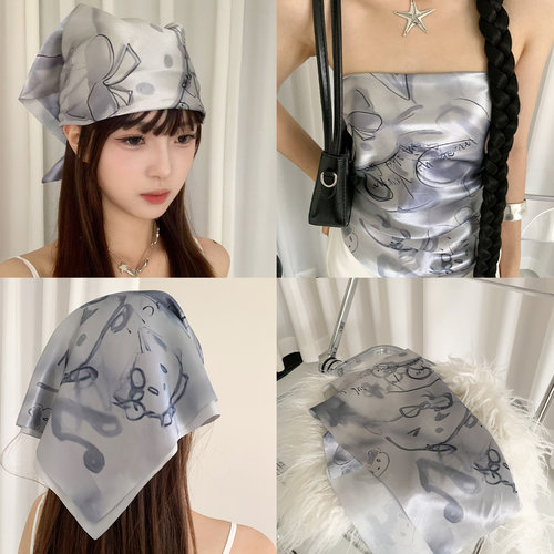 可爱手绘涂鸦HelloKitty头巾女