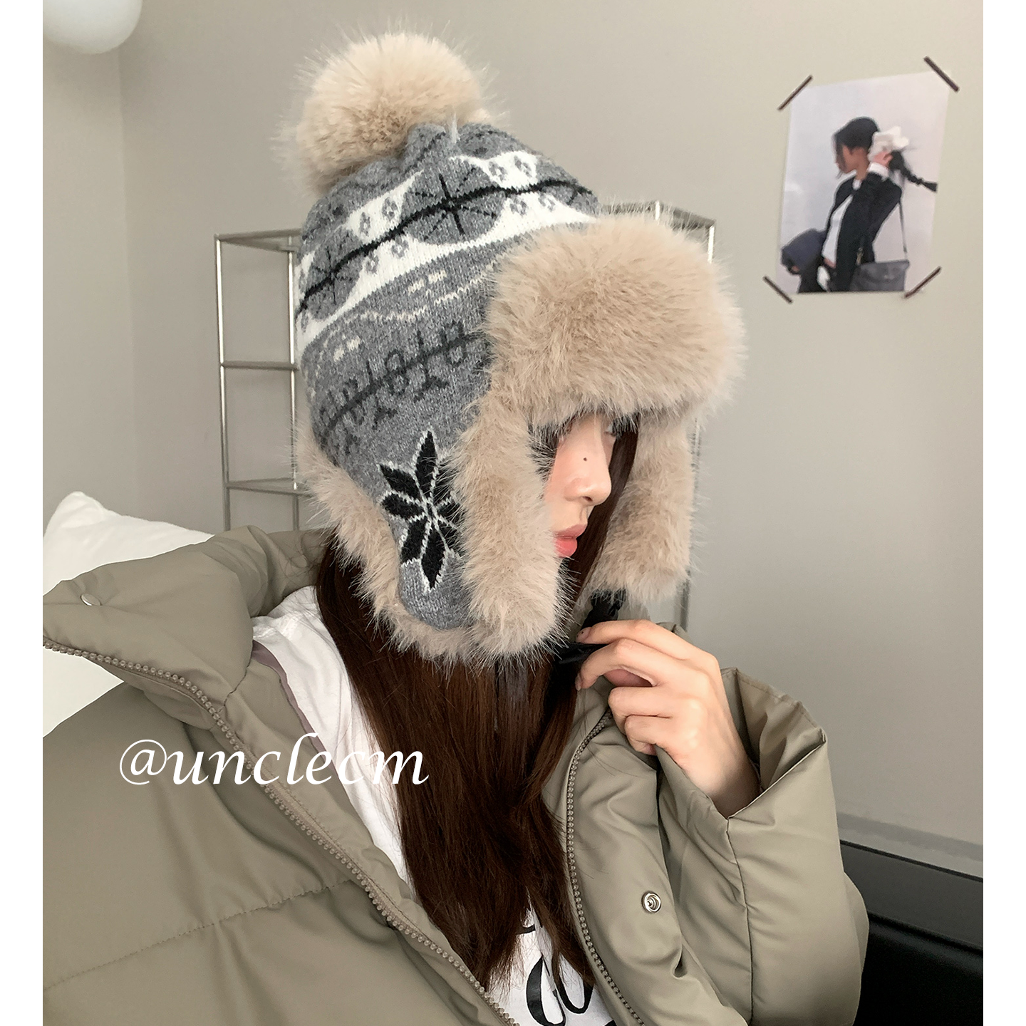 复古费尔岛毛绒雷锋帽子女款冬季加厚防寒护耳帽大头围针织骑行帽,服饰配件/皮带/帽子/围巾,帽子,淘宝优惠券,粉丝福利购,淘宝优惠卷