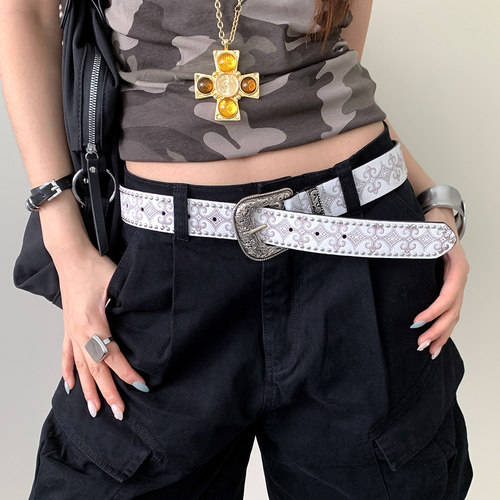 美式y2k朋克风铆钉腰带女