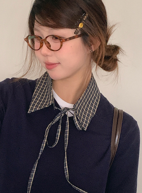 2025年春夏新款韩系时髦百搭假领子配饰学院风格子领子配毛衣外搭