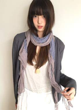 藤井树同款紫色丝巾女小众高级感薄款围巾系脖古早蕾丝长款围脖