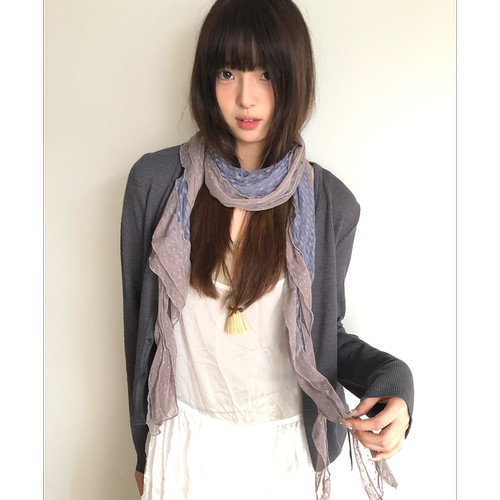 藤井树同款灰蓝色波点丝巾女