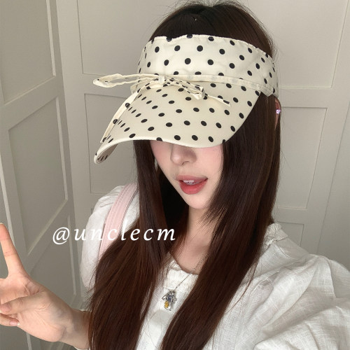 韩版蝴蝶结波点空顶帽子女