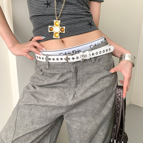 美式y2k星星铆钉腰带女免打孔