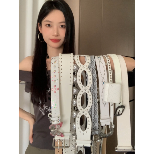 小众百搭设计感白色腰带女