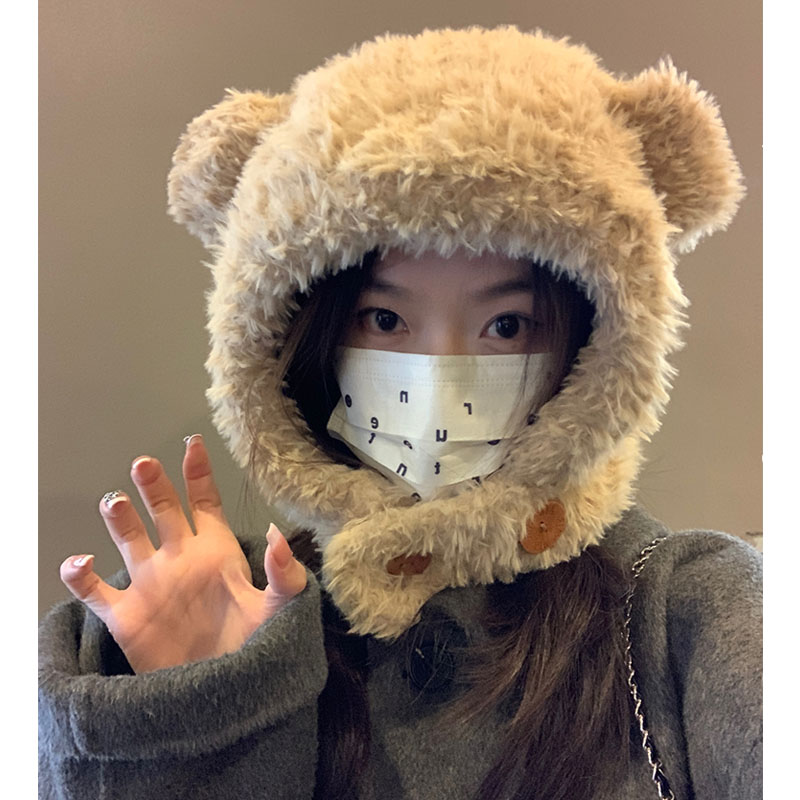 小熊女秋冬包头帽保暖