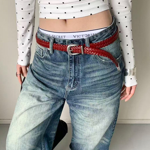 复古高级感编织腰带女款免打孔