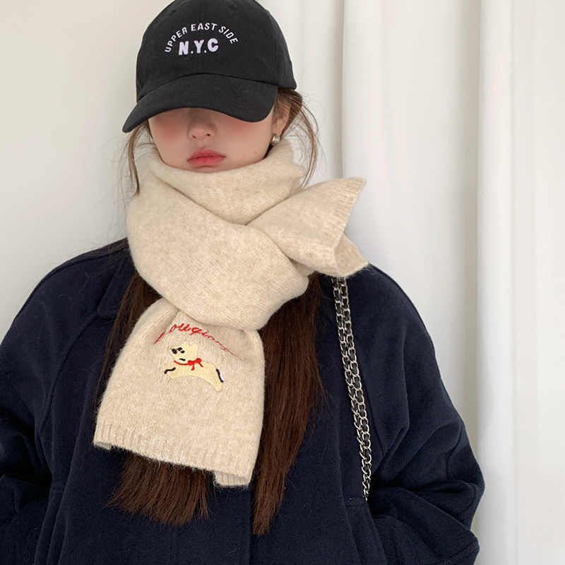 含羊毛韩系可爱小狗刺绣针织小围巾女保暖护颈秋冬新款百搭围脖潮,服饰配件/皮带/帽子/围巾,围巾/丝巾/披肩,淘宝优惠券,粉丝福利购,淘宝优惠卷