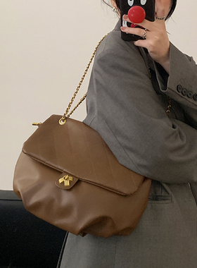 大容量链条流浪包包女2025新款潮ins高级质感小众单肩斜挎包格纹