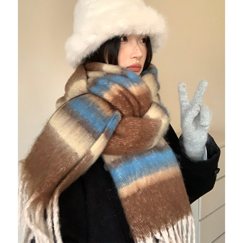 复古韩系秋冬新款撞色条纹围巾女保暖护颈防寒围脖氛围感披肩百搭,服饰配件/皮带/帽子/围巾,围巾/丝巾/披肩,淘宝优惠券,粉丝福利购,淘宝优惠卷