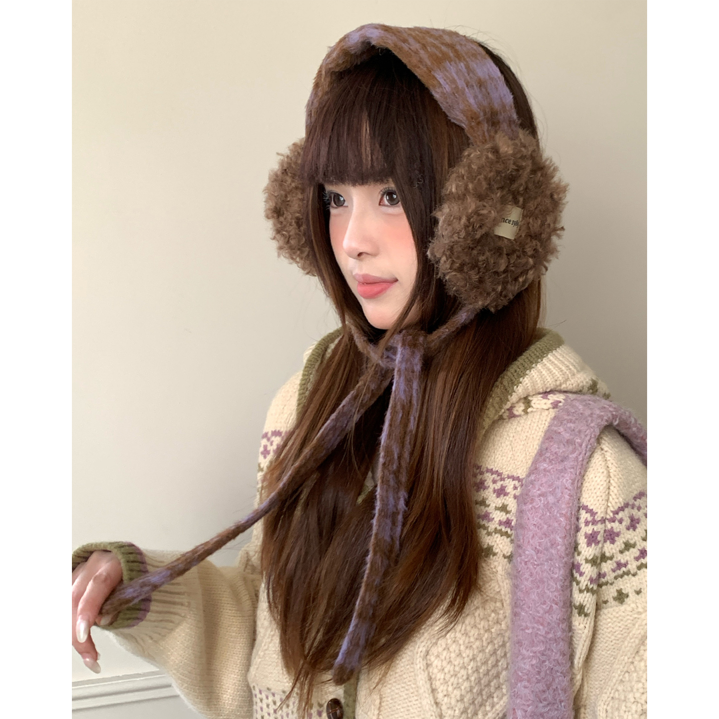 韩系绑带加厚毛绒耳罩女冬季