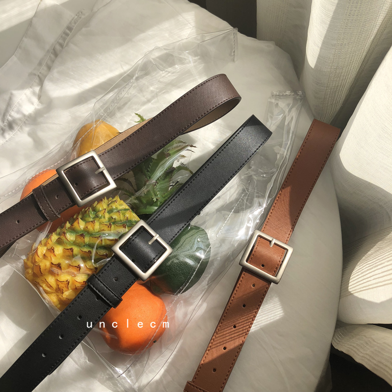 chic简约风实心方扣韩国宽皮带