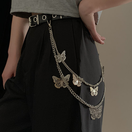 不良朋克蝴蝶裤链子潮腰链女ins配饰皮带挂链jk挂饰装饰裙子腰带