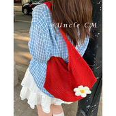 大容量编织包女海边度假花朵单肩包时尚 2025年夏季 新款 通勤托特包