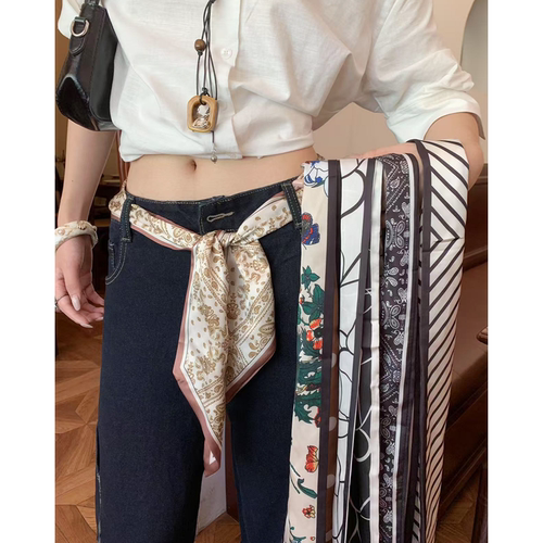 高级感腰果花长条丝巾女