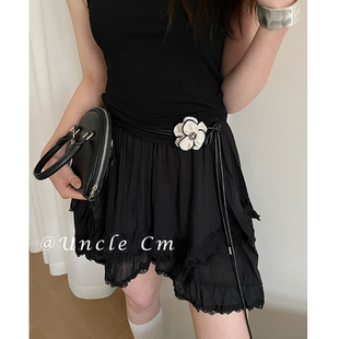 蕾丝山茶花朵细腰带女2025年新款 气质配裙子百搭腰绳潮 高级感时尚