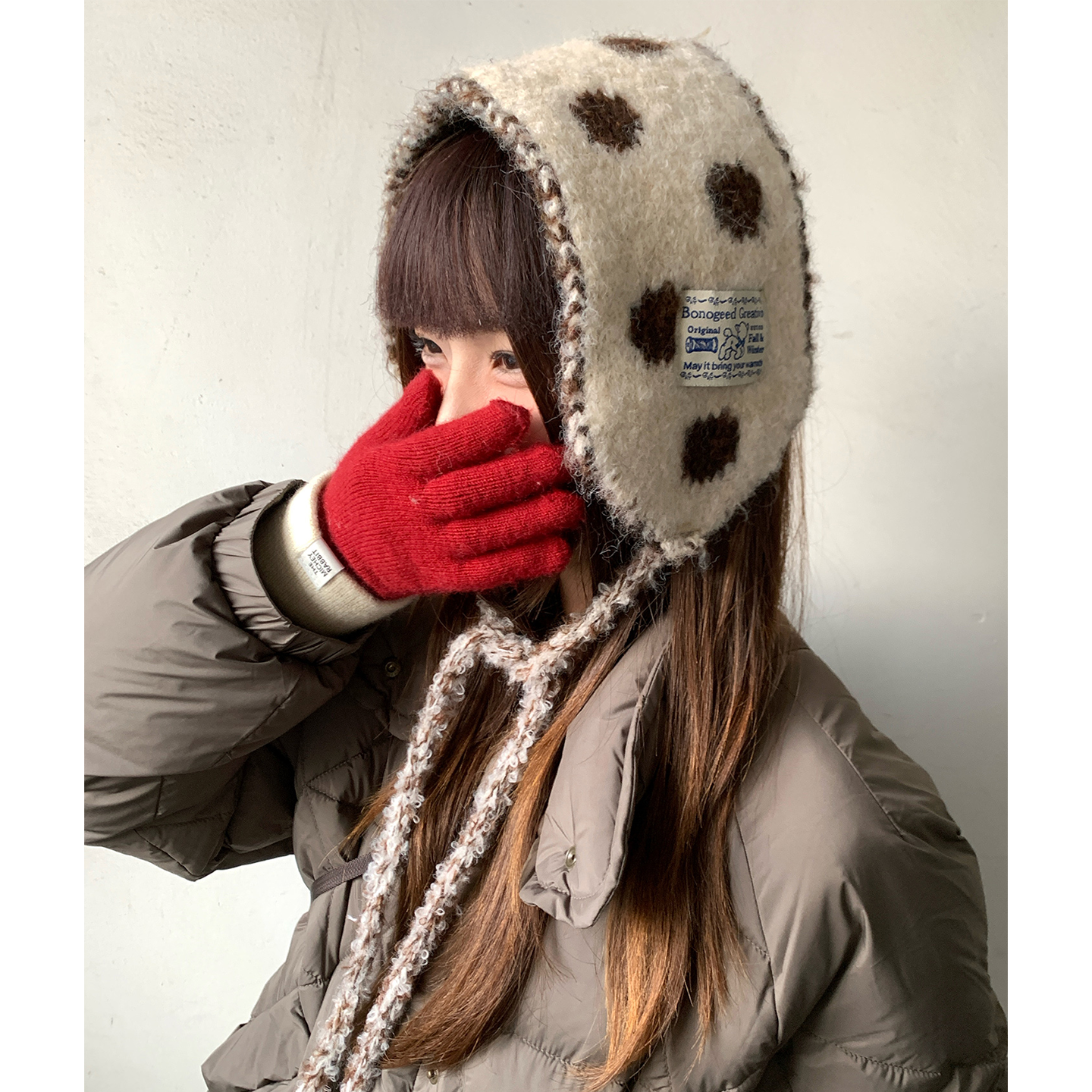 韩系氛围感撞色波点系带耳罩女含羊毛冬季小围巾防寒护耳保暖耳套,服饰配件/皮带/帽子/围巾,耳套,淘宝优惠券,粉丝福利购,淘宝优惠卷