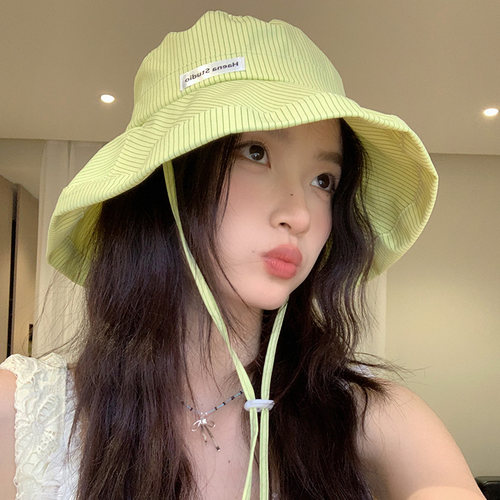 防晒帽女款夏季条纹渔夫帽