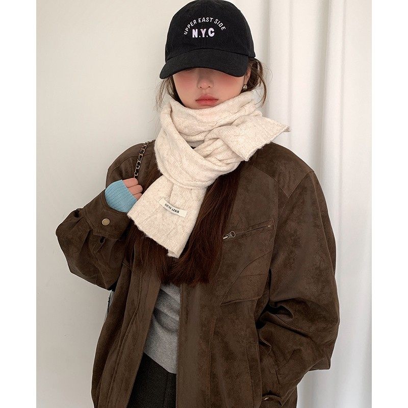 冬季含羊毛针织毛线围巾女加厚麻花韩系高级感纯色护颈保暖围脖,服饰配件/皮带/帽子/围巾,围巾/丝巾/披肩,淘宝优惠券,粉丝福利购,淘宝优惠卷