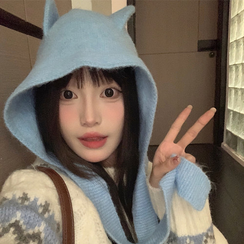 纯色保暖冬季猫耳朵护耳帽