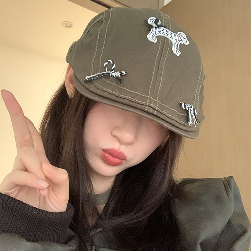 韩版复古女小狗前进帽